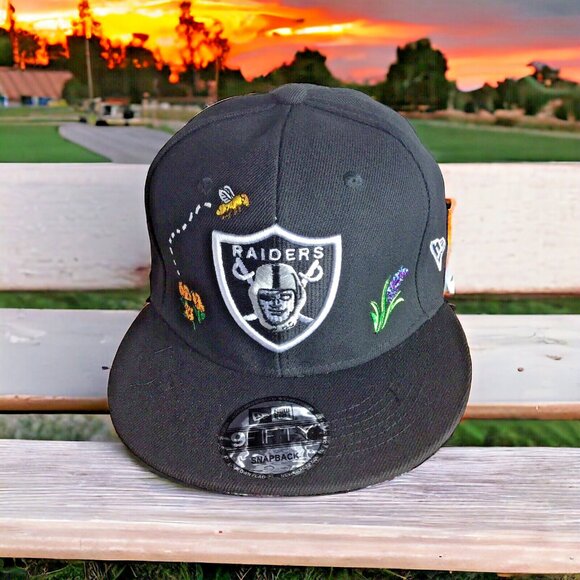 NFL Las Vegas Raiders New Era Fifty Black Floral Bee Embroidered NEW main image 11